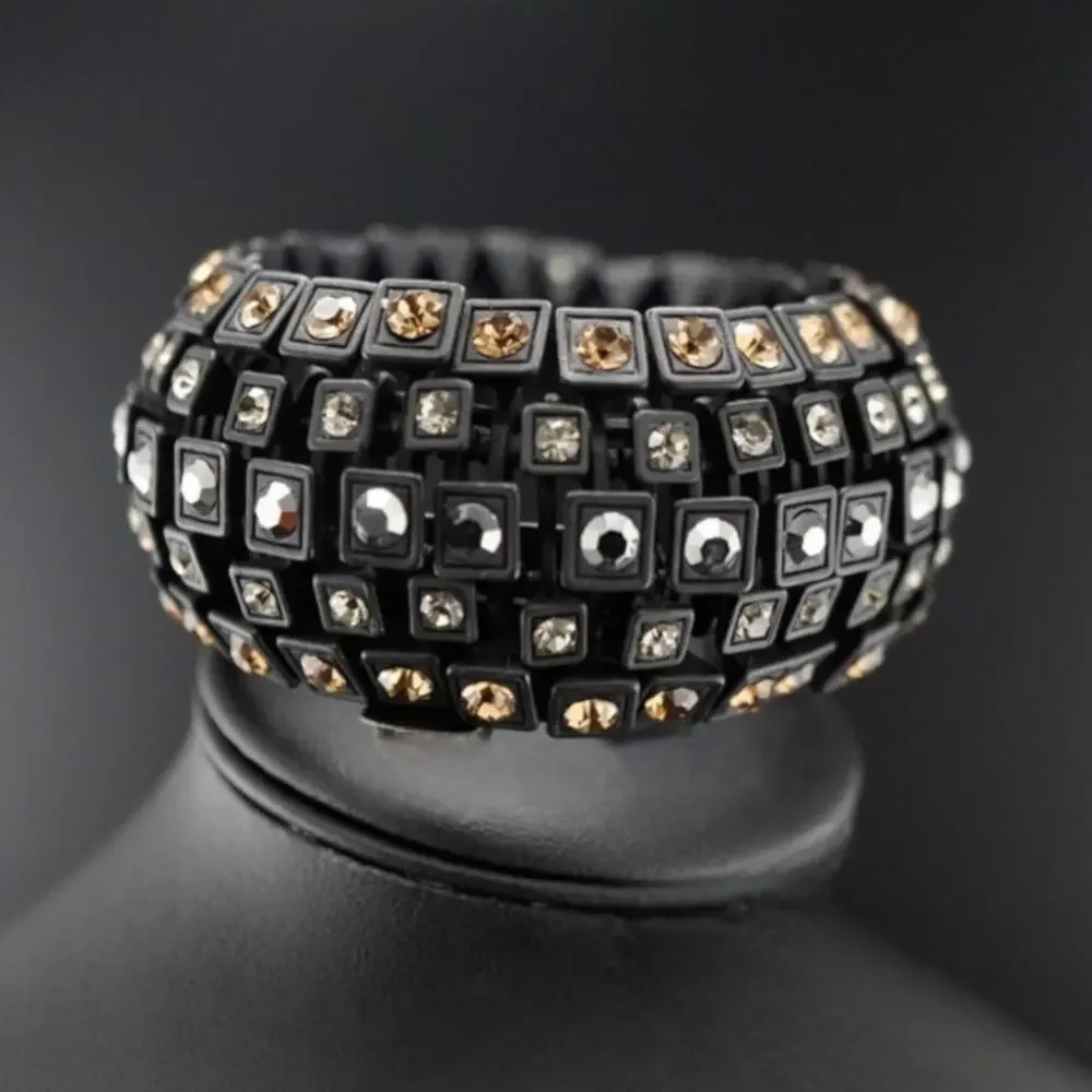 Roxanne Assoulin Signed RA Amber Crystal Statement Cuff Bracelet 8
